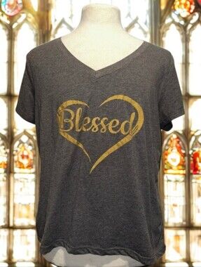 Women’s BLESSED V Neck T Shirt Sz 1X